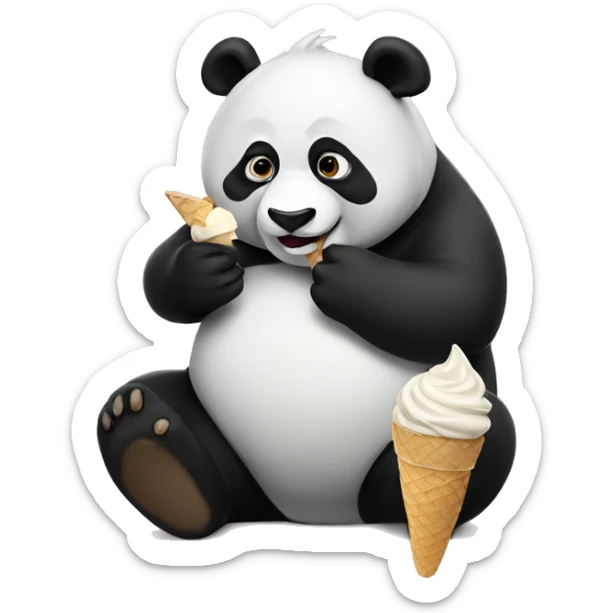 Panda eating ice cream sticker
