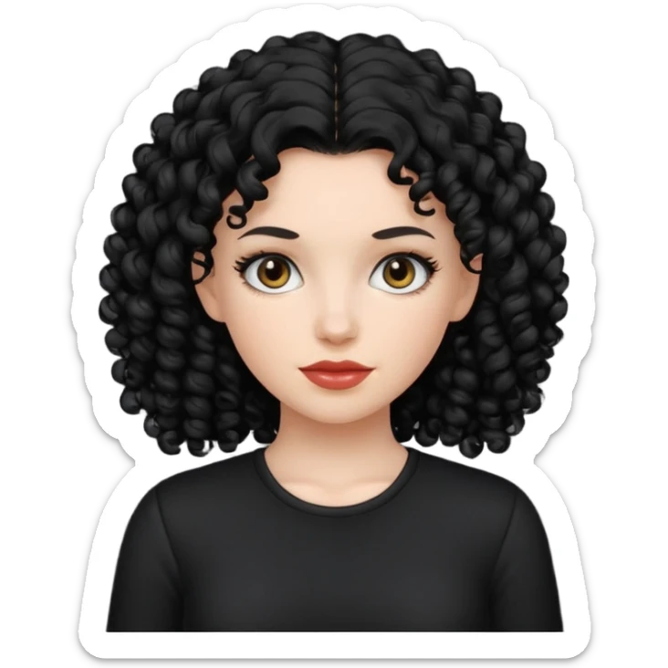 white women with black curly hair black clothes sticker