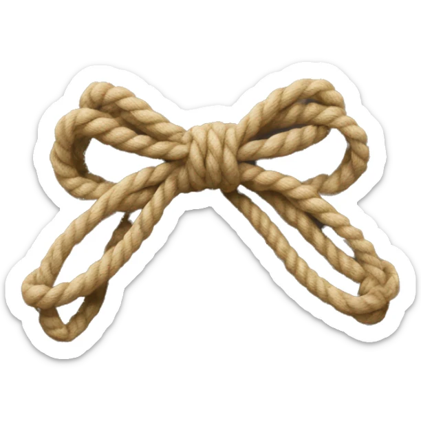 Bow made out of rope with two loops at the top and two strands at the bottom not in loops sticker