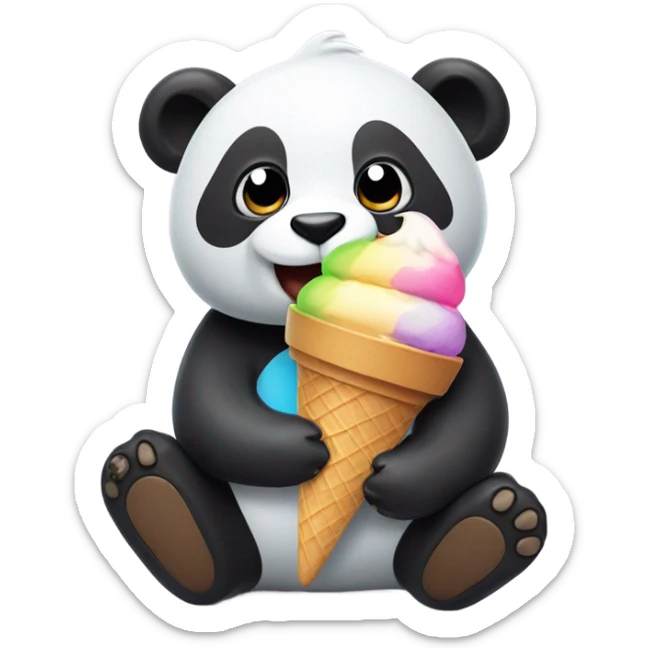 Panda eating ice cream sticker