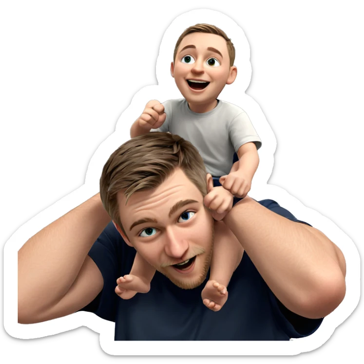 father and son joyfully bonding sticker