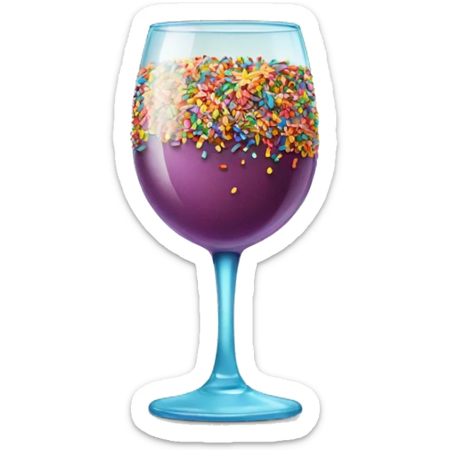 wineglass with colorful sprinkles on the edges sticker