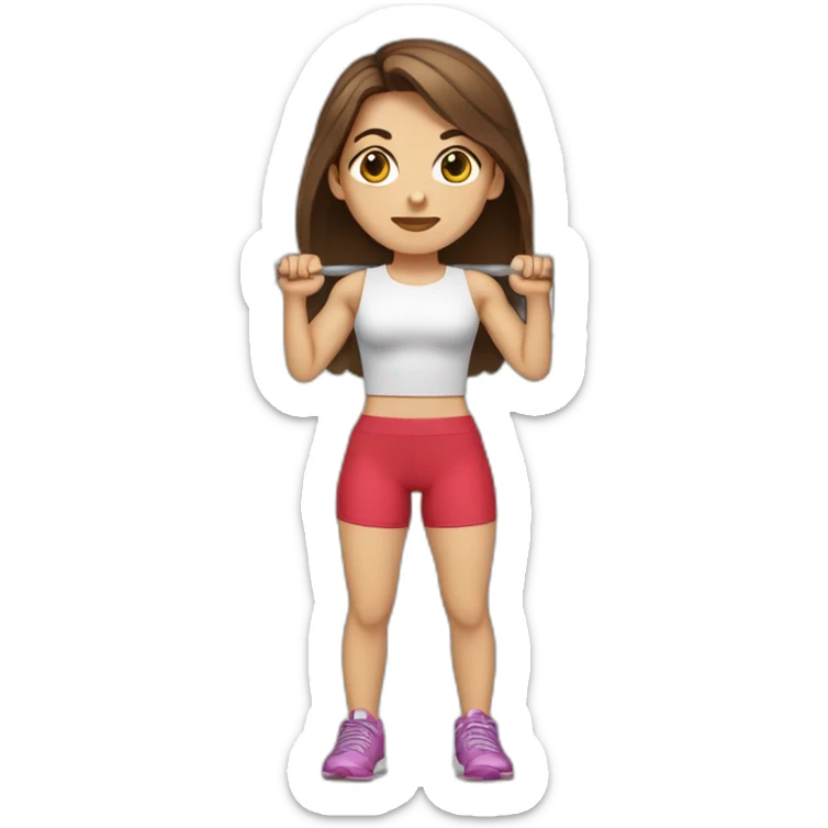 Algerian girl with fair skin long brown hair hazel eyes lifting weights  sticker