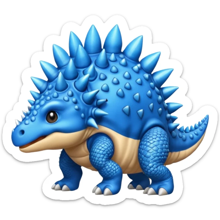 As un emoji de el dinosaurios ANQUILOSAURIO de perfil en color azul que sea bebe  sticker