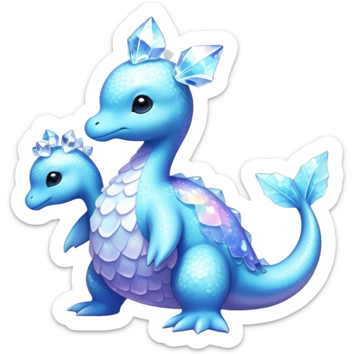 Shiny Exotic Colorful Ethereal Sparkly Lapras-Flaaffy-Amaura-Aurorus-Fakémon-hybrid-creature (full body)  sticker