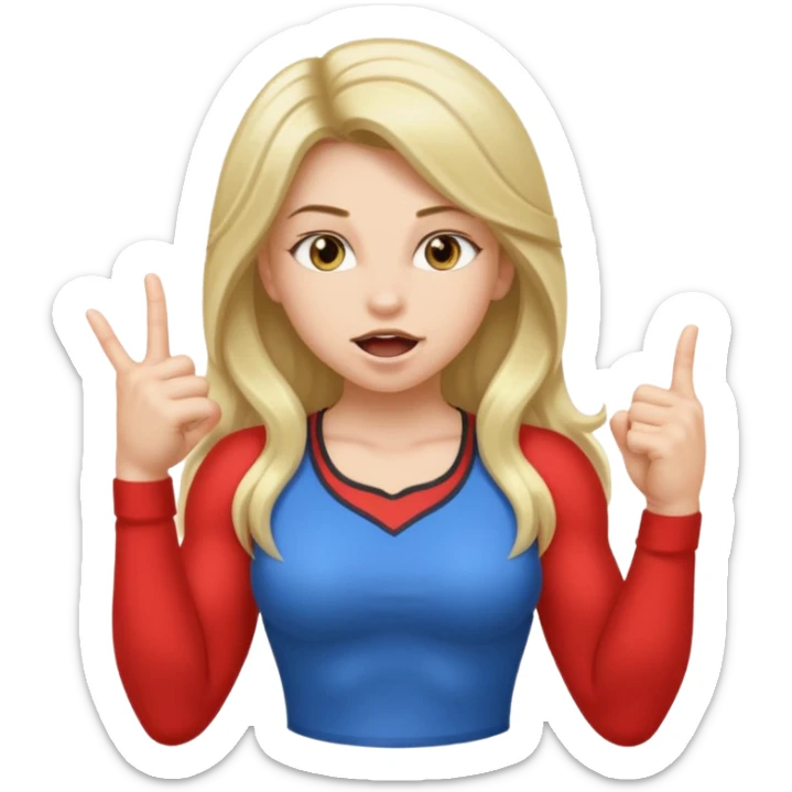 Una niña con los pies flexionados, dedo índice en la boca y cadera hacia el lado derecho sticker