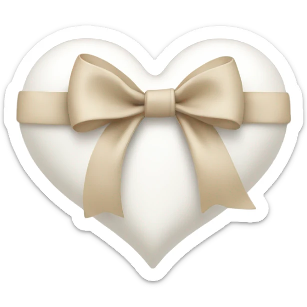 white heart with beige bow sticker