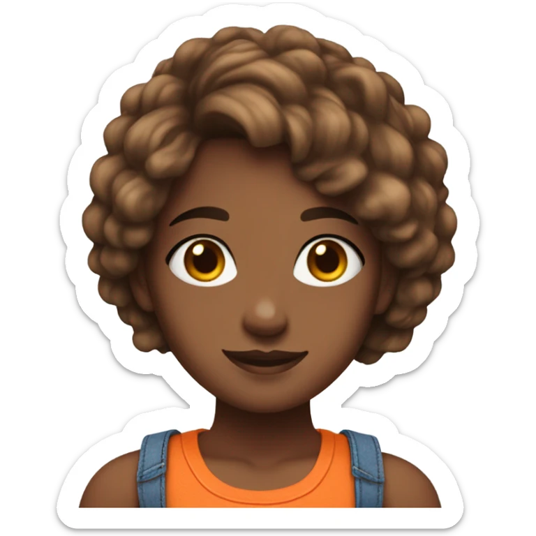 Girl with brown and blue hair and orange short croc top and short jeans  sticker