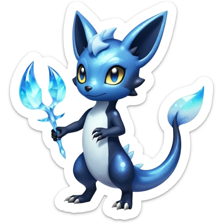 Shiny icy iridescent Nebulae Salandit-Meowstic-Umbreon-Fakémon-hybrid-creature (full body)  sticker