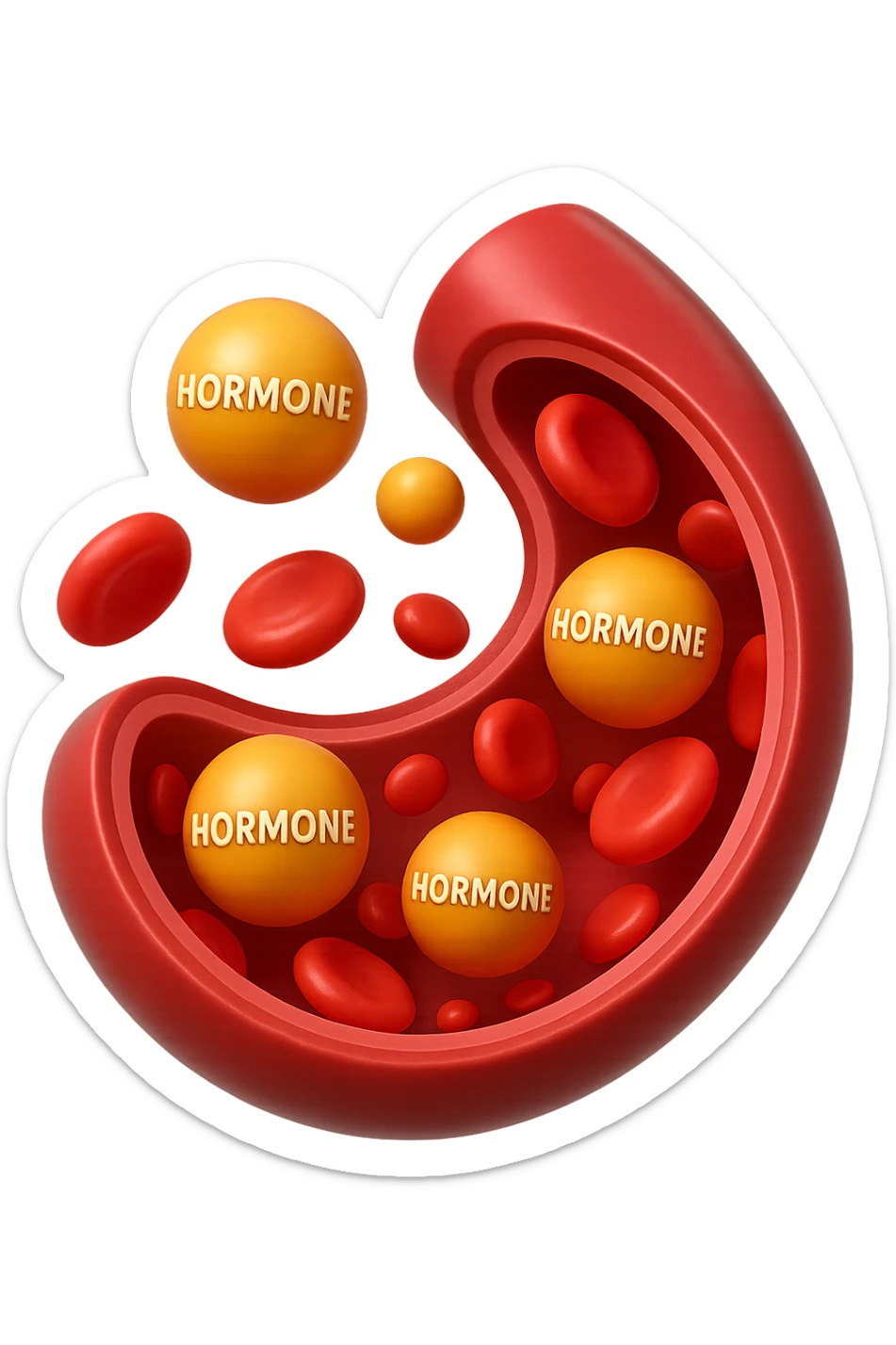 EMOJI STILE IPHONE 3D DI particelle di ormoni che circolano in una vena umana sticker