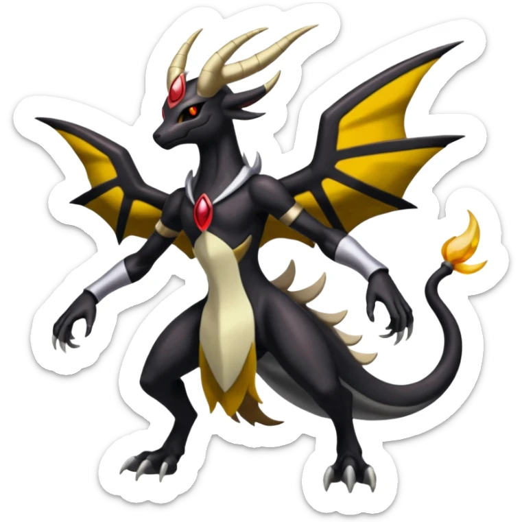 Darkrai-Giratina-Houndoom-Meloetta-Fakémon-creature-hybrid-fusion, full body sticker