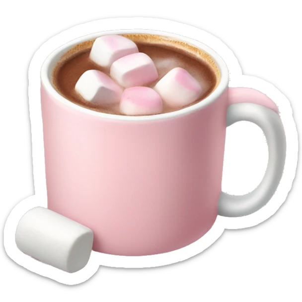 Light Pink mug of hot chocolate with marshmallows  sticker