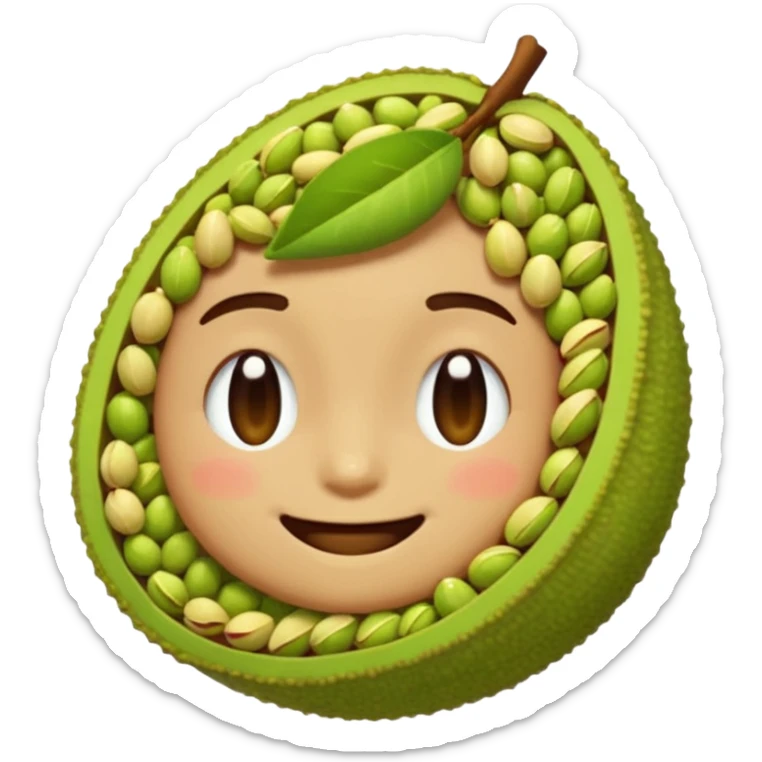 can you make a cuite pistachio emojii that is pixalited and wear th echaracter laught/ smile to the point where it closes it eyes  sticker