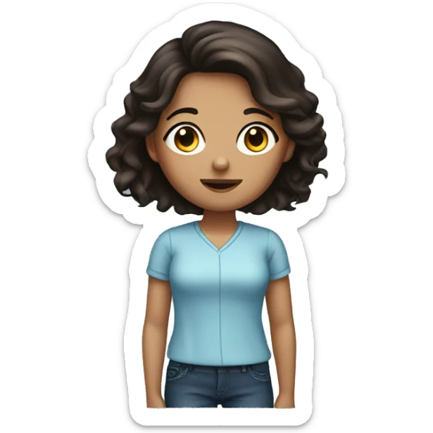 Girl with dark brown hair indoors sticker