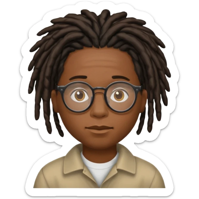 Boy with a locs hair on face put a glasses on and Black locs put locs on face too sticker