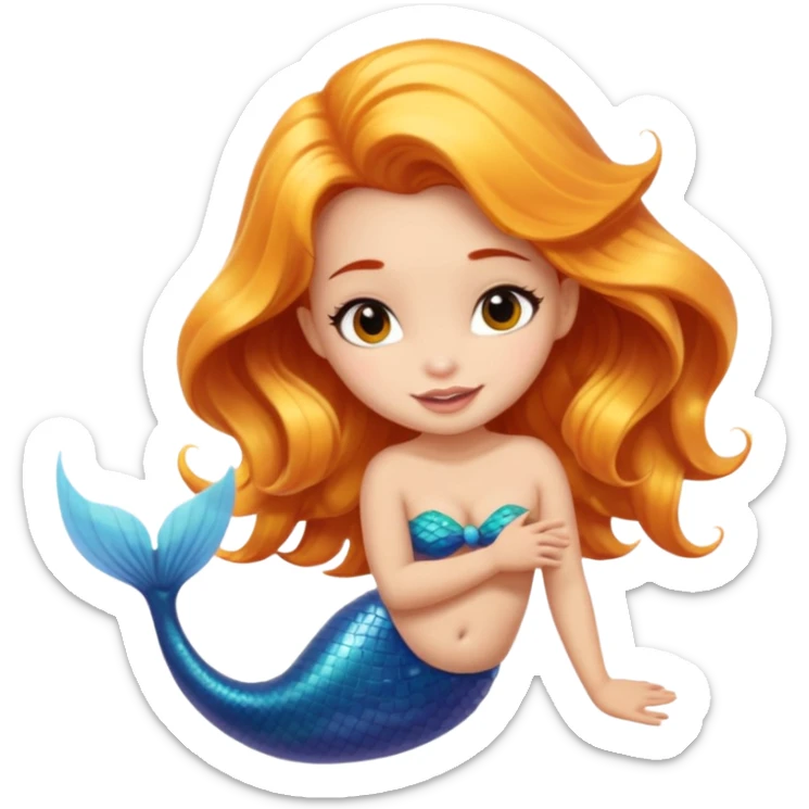 A cute mermaid emoji with a naughty face, looking coy and mischevious with a flirty smirk.  sticker