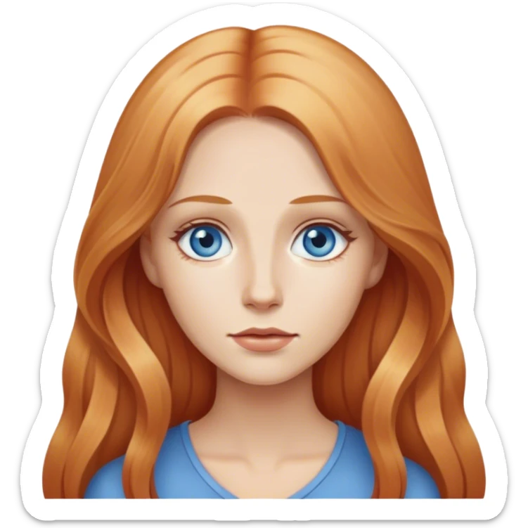 woman with long strawberry blond hair and blue eyes waiting for something sticker