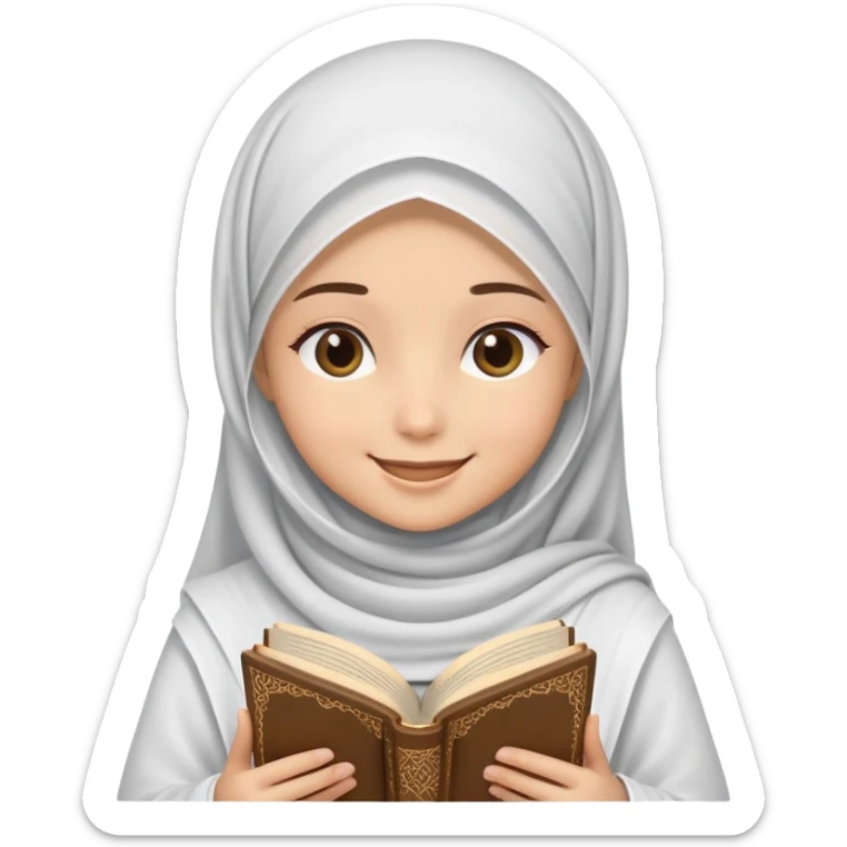 A beautiful veiled girl smiles and reads the Quran  sticker