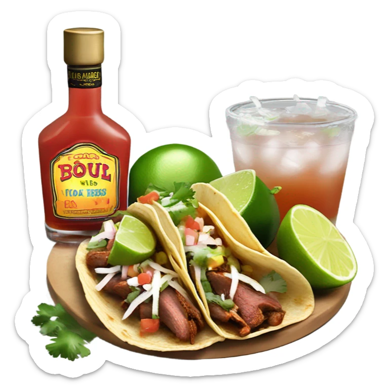 I’m late of street tacos and shot of tequila with lime sticker