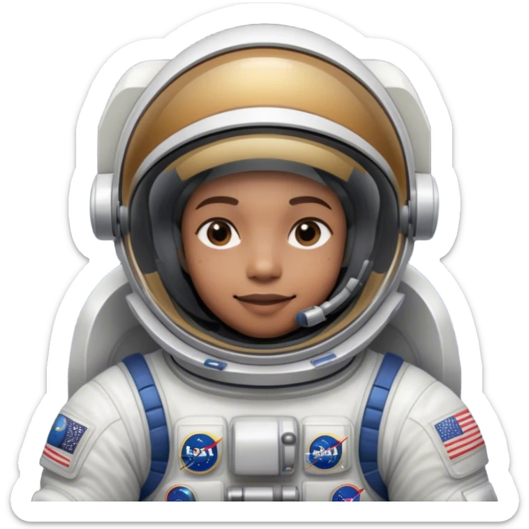 Cinematic Realistic mystery Astronaut visor down – A highly detailed depiction of an astronaut in a state-of-the-art space suit, floating weightlessly in the vast expanse of space. The reflective visor hides the face so we only see the reflection, while intricate suit details and soft lighting create an immersive sense of realism. sticker