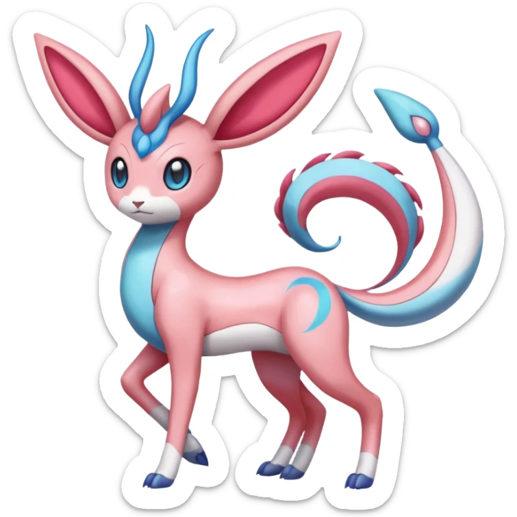 Sylveon-Meloetta-Cresselia-Milotic-Amaura-Pokémon-Fakémon-fusion, full body sticker