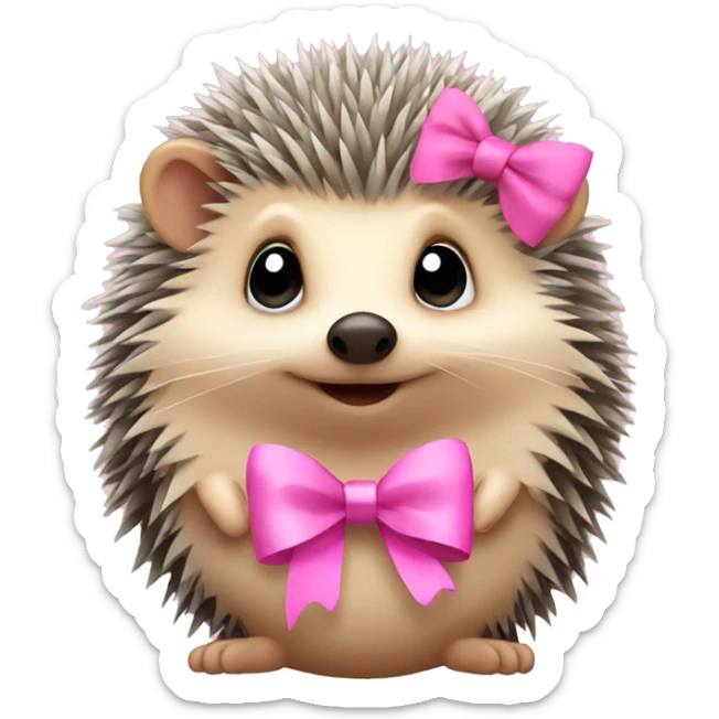 hedgehog with a pink bow sticker
