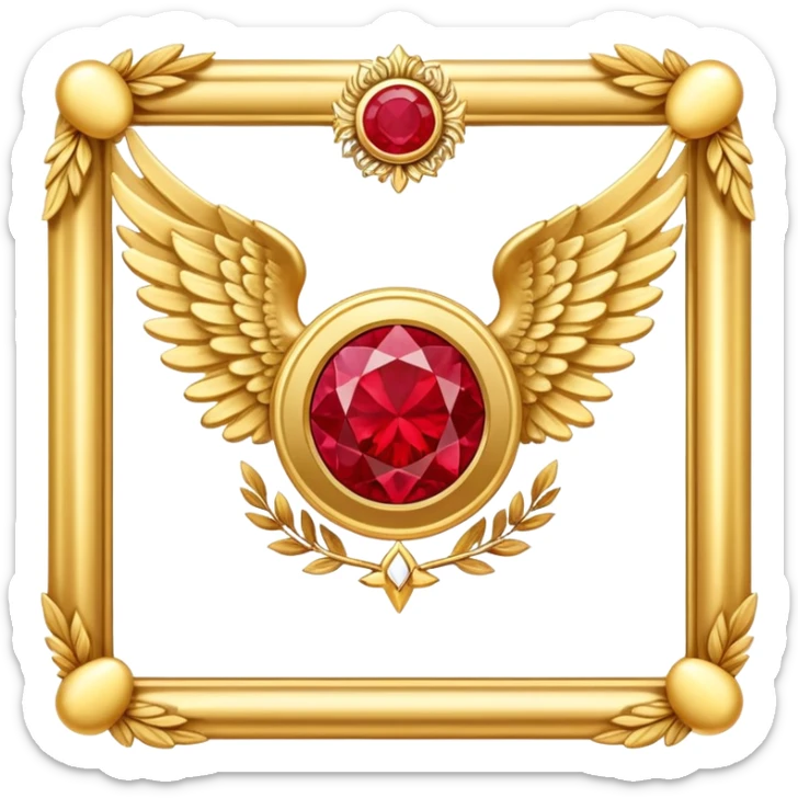  3 place award Number in frame decorated with golden angel  wings and rubby stone sticker