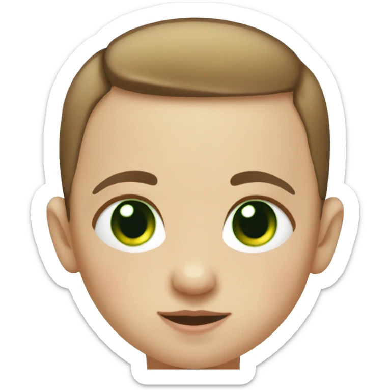 a young white baby with short brown hair (a buzzcut) and green eyes sticker