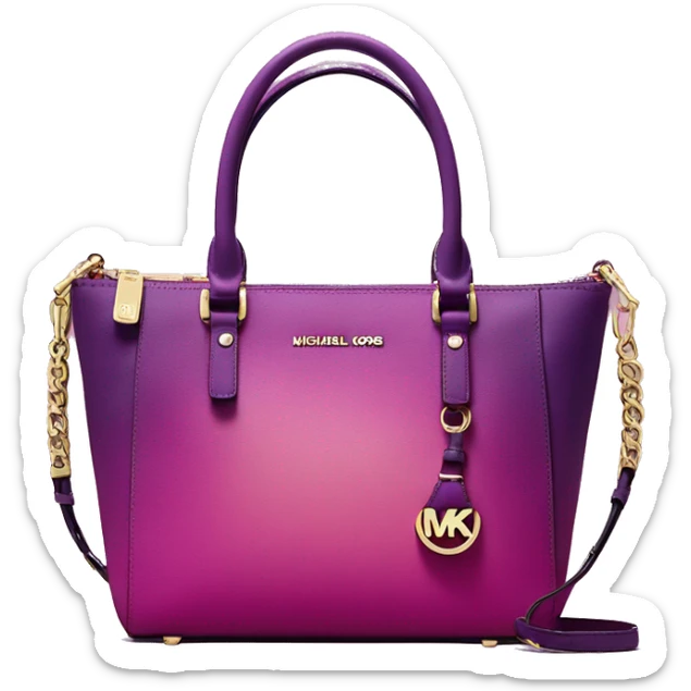 Realistic isolated magenta to purple ombre Michael kors satchel purse without a strap. sticker