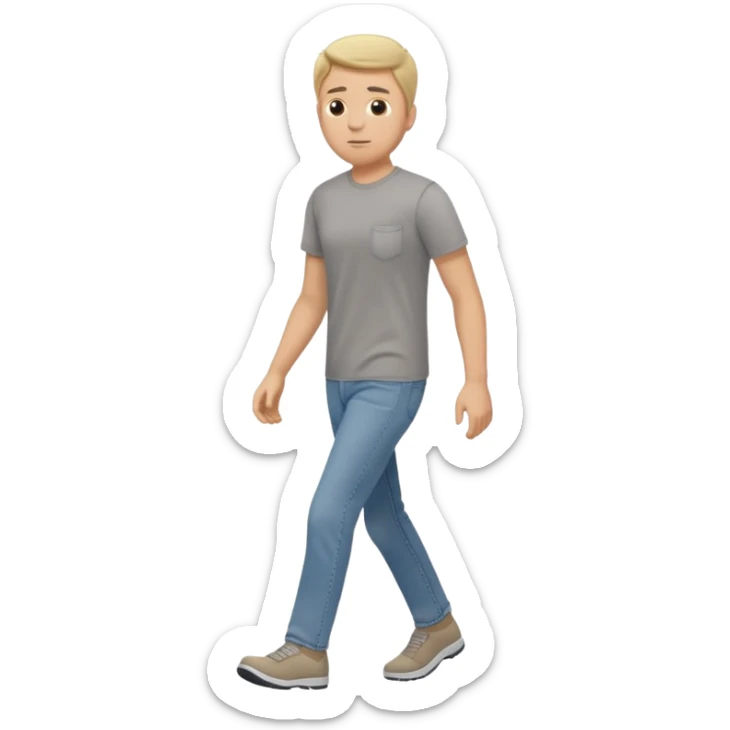 White male walking to the left full body in jeans and grey t-shirt sticker