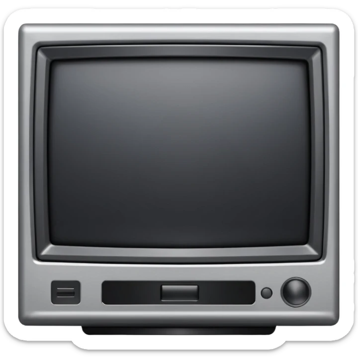 Minimal emoji icon of a modern metallic studio monitor, front view, detailed geometry, dark metallic body, subtle highlights, isolated sticker
