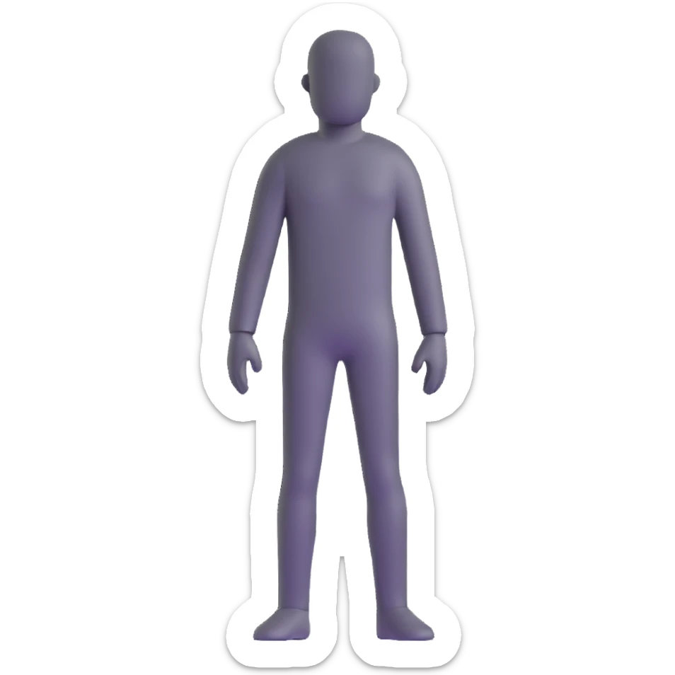 grey human silhouette with no facial features, no face, no eyes, no nose, no mouth, simple outline sticker
