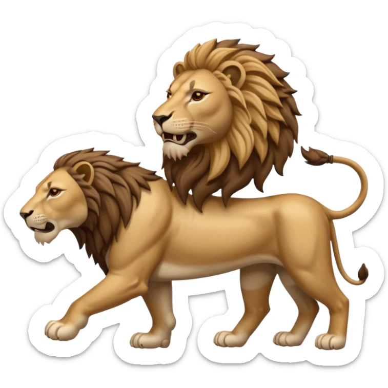 An emoji of a majestic lion from ancient Assyrian art, shown in a hunting scene. sticker