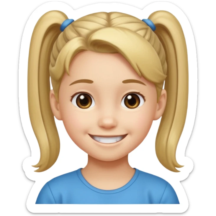 child with pony tail sticker