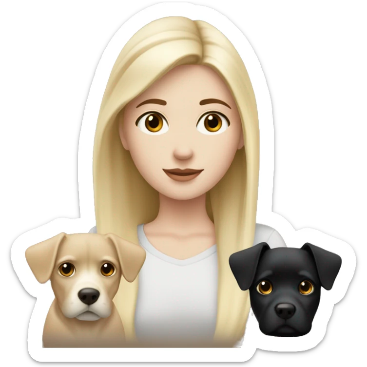 White Blonde girl with black dog with brown spots above their eyes ￼ sticker