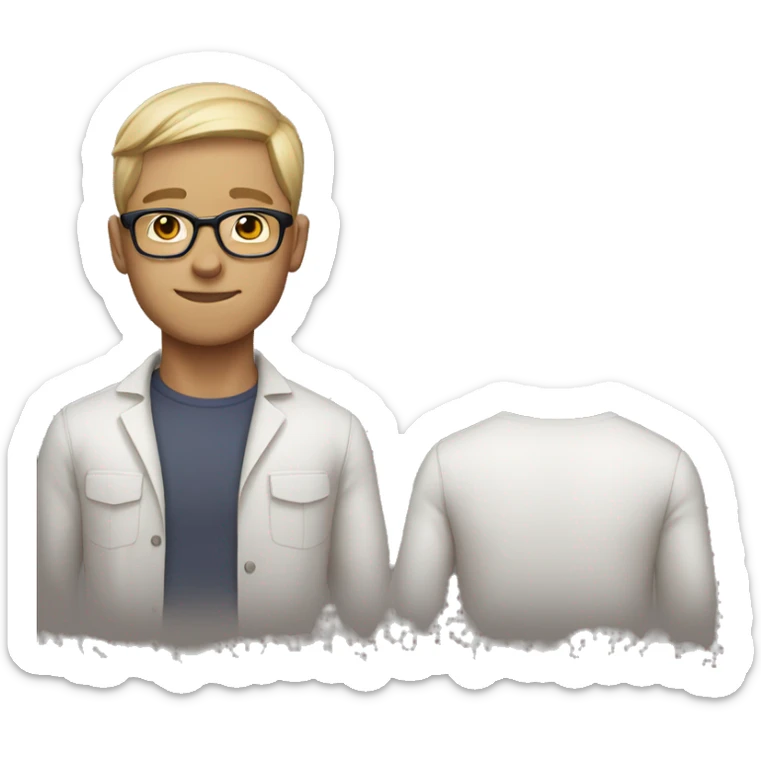 Male with 5:5 Garma white flesh tone skin wearing glasses sticker