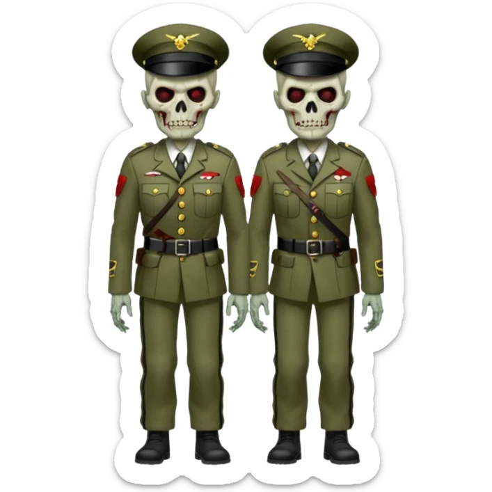 Rotting corpse zombie soldiers, full body, in the style.of your bleeding skull art. sticker