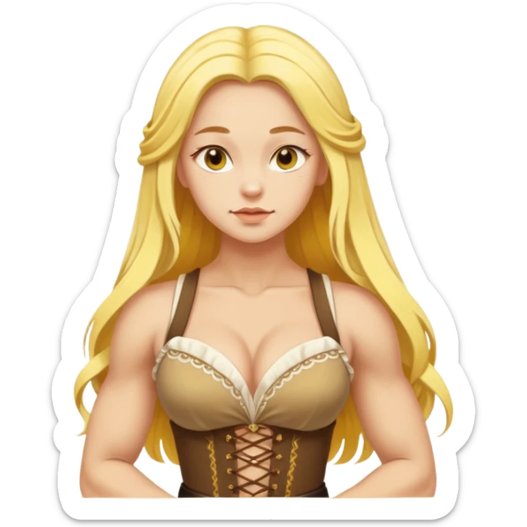 muscled girl from Poland in traditional Polish costume, long yellow hair, in sexy pose sticker