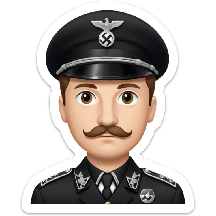 nazi SS soldier man wearing black uniform with brown hair and mustache sticker