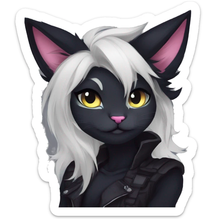 Edgy sharp anthro tomboy black cat furry by Falvie, LiLaiRa, griffsnuff, AngieWolf sticker