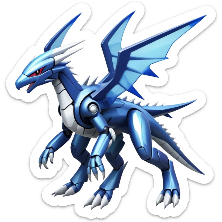  Cool Edgy Shiny Futuristic Ethereal Legendary Dialga-Digimon-Palkia-hybrid full body sticker