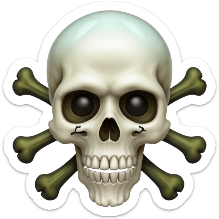 a poisonous cloud of gas, dark swamp color, with an image of a skull and two crossed bones behind the skull sticker