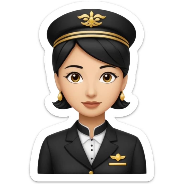Lady hotel butler with green uniform black hair and just a lite bit brown skin and Arabic face with our hat please remove the green hat sticker