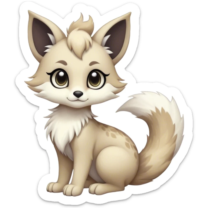 Kawaii dark fantasy ethereal anthro fursona Fakemon with tufted tail  sticker