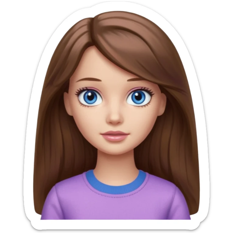 beautiful barbie girl with long brown hair, blue eyes and wearing light purple clothes watching stranger things on tv sticker
