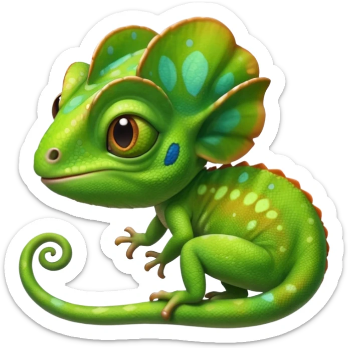 Emoji de camaleón, que sea bonito, tierno y único para compartir con mi pareja, entonces que sea único, que sea parecido al camaleón de la película de rapumcel de Disney  sticker