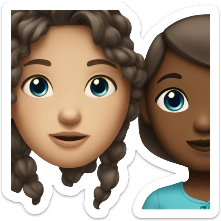Fair hair woman with blue eyes with dark haired toddler with brown eyes sticker