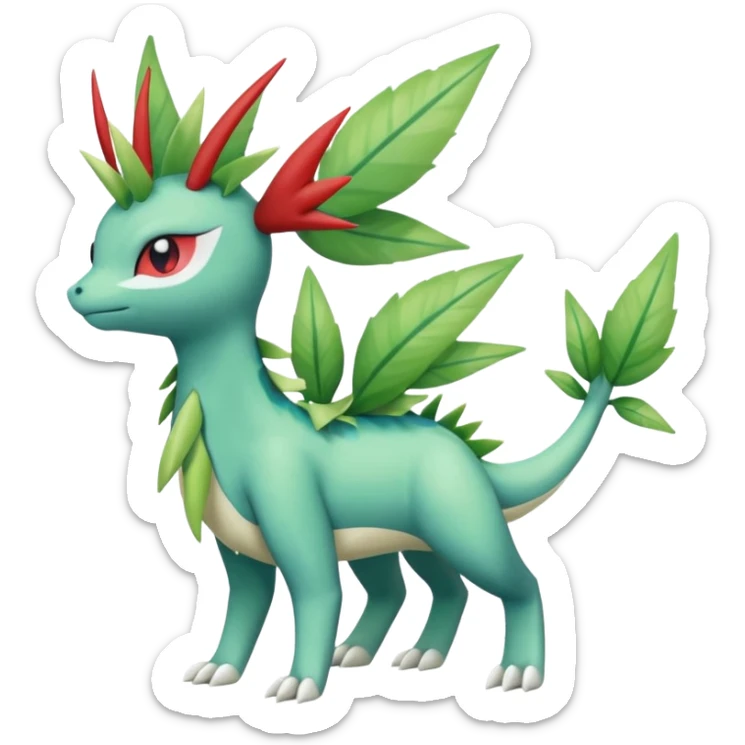 Shaymin-Vaporeon-Sceptile-Flygon-Meloetta-Pokémon-Fakémon-fusion, full body sticker