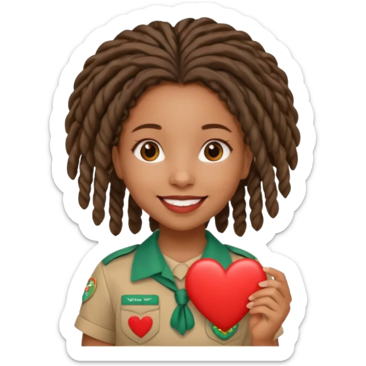 Girl Scouts African American girl with locs heart  sticker