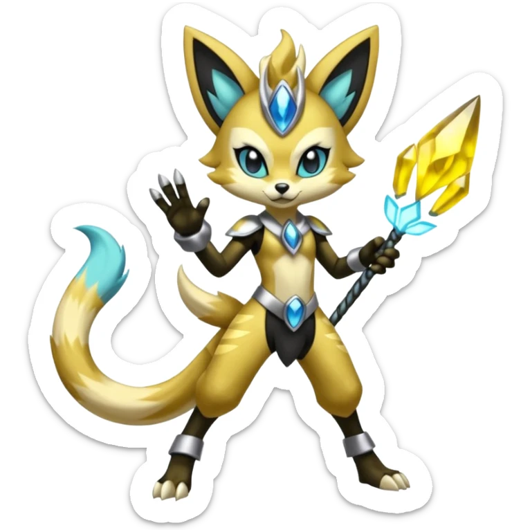 Shiny Furry Anthro Meloetta-Zeraora-Protogen-Primagen-Pokémon-Fakémon-creature sticker
